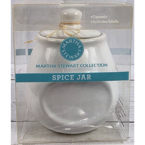Martha Stewart Collection Ceramic Spice Jar w/Labels in White, New in Pkg.